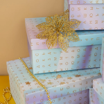 Цветок Пуансеттия, на клипсе, 14 см. Золото, с блестками, 2 шт., 6231003