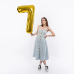 Шар (40''/102 см) Цифра, 7, Золото, Металлик, 1 шт. в уп., 26487