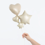 Шар с клапаном (10''/25 см) Мини-сердце, Кремовый, Сатин, 1 шт., 27272