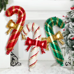 Шар (30''/76 см) Фигура, Леденец трость, Золотой бант (надув воздухом), Красный, 1 шт., 26800NP