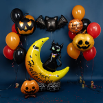 Шар 3D (49''/124 см) Фигура на подставке, Кошка на луне, 1 шт. в уп., 24356