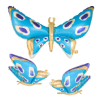 Шар 3D (45''/114 см) Фигура, Бабочка, Карнавальные крылья, Голубой, 1 шт., 23734