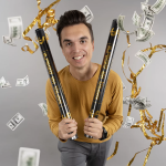 Пневмохлопушка (24/60 см), Заряд, Деньги, Доллары и Евро, серпантин фольга, 1 шт., 723009