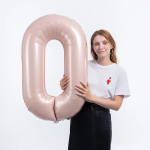 Шар (40''/102 см) Цифра, 0, Винтажная роза, Сатин, 1 шт. в уп., 26710