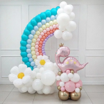 Шар (37''/94 см) Фигура, Динозаврик Принцесса, Розовый, 1 шт. в уп., 23722P