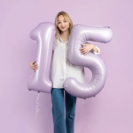 Шар (40''/102 см) Цифра, 1, Сиреневый, Сатин, 1 шт. в уп., 23971