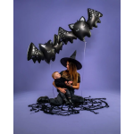 Шар (43''/109 см) Фигура, Летучая мышь, Серебряные звездочки, 1 шт., G72115