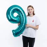 Шар (34''/86 см) Цифра, 9 Slim, Тиффани, 1 шт. в уп., 131409