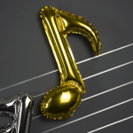 Шар с клапаном (16''/41 см) Мини-фигура, Нота, Золото, 1 шт., 19805