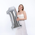 Шар (40''/102 см) Цифра, 1, Серебро, 1 шт., 901761P