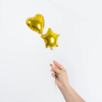 Шар с клапаном (5''/13 см) Микро-сердце, Золото, Металлик, 1 шт., 27226