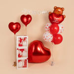 Шар (18''/46 см) Сердце, Красный, Металлик, 1 шт., 123034