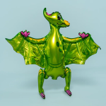 Шар (32''/81 см) Фигура 3D, Динозавр Птеродактиль, Зеленый, 1 шт. в уп., 19564
