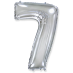 Шар (40''/102 см) Цифра, 7, Серебро, 1 шт. в уп., 901767PP