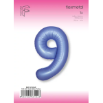 Шар (40''/102 см) Цифра, 9 Slim, Синий хром, Сатин, 1 шт. в уп., B901919SAR