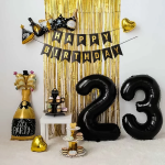 Шар Гирлянда (41''/104 см) Фигура, С Днем Рождения, Стильный микс, Черный/Золото, 2 шт. в уп., 19939