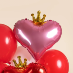 Шар (18''/46 см) Сердце, Золотая корона, Розовый, 1 шт. в уп., 27340