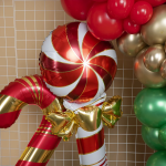 Шар (59''/150 см) Фигура, Леденец трость с бантом, Красный/Золото, 1 шт., 25035