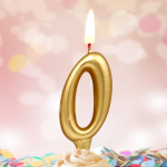 Свеча Цифра, 0, Золото, 6 см, 1 шт., 3080