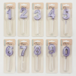Свеча Цифра, 4 Чистая линия, на шпажке, Сиреневый, 4,7*6,7 + 7 см, 1 шт. с держат., 802794