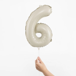 Шар с клапаном (16''/41 см) Мини-цифра, 6, Белый песок, Сатин, 1 шт., 26156