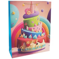 Пакет подарочный, 210гр, Happy Birthday, Праздничный микс, Дизайн №1, 70*50*20 см, 1 шт., 504332