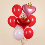 Шар (18''/46 см) Сердце, Золотая корона, Розовый, 1 шт. в уп., 27340