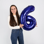 Шар (32''/81 см) Цифра, 6, Темно-синий, 1 шт. в уп., 26056