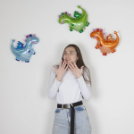 Шар (14''/36 см) Мини-фигура, Дракон, Оранжевый, 1 шт., 902838NA