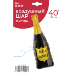 Шар (35''/89 см) Фигура, Бутылка Шампанское, Let`s Party, Черный, 1 шт. в уп., 19649P