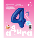 Шар (40''/102 см) Цифра, 4 Slim, Полуночно-синий, 1 шт. в уп., 941254