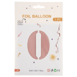 Шар (40''/102 см) Цифра, 0, Пыльная роза, Сатин, 1 шт. в уп., 24270