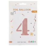 Шар (40''/102 см) Цифра, 4, Пыльная роза, Сатин, 1 шт. в уп., 24274