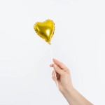 Шар с клапаном (5''/13 см) Микро-сердце, Золото, Металлик, 1 шт., 27226