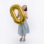 Шар (40''/102 см) Цифра, 0, Золото, Металлик, 1 шт. в уп., 26480