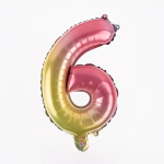 Шар с клапаном (16''/41 см) Мини-цифра, 6, Нежная радуга, Градиент, 1 шт., 180166