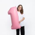 Шар (40''/102 см) Цифра, 1, Розовая Сакура, Матовый, 1 шт. в уп., 400100MSPK-P