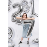 Шар (40''/102 см) Цифра, 7, Серебро, Металлик, 1 шт. в уп., 26497