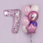 Шар (34''/86 см) Цифра, 7 Волшебные единороги, Розовый, 1 шт. в уп., 24807