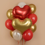 Шар (24''/61 см) Сердце, Люкс, Золото, Сатин, 1 шт., 24847