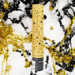 Пневмохлопушка (12/30 см), Звездный фейерверк, Серпантин фольга, Черный/Золото, 1 шт., 823161