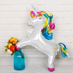 Шар (23''/58 см) Фигура 3D, Единорог Радужный, Белый, 1 шт. в уп., 15454P