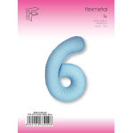 Шар (40''/102 см) Цифра, 6 Slim, Светло-голубой, Матовый, 1 шт. в уп., B901916MAB