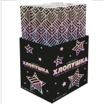 Пневмохлопушка (12/30 см), Геометрия, Прямоугольники фольга, Золото/Серебро, 1 шт., 823175