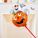 Шар с клапаном (17''/43 см) Мини-фигура, Тыква и привидение, 5 шт. в уп., 190605P5