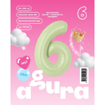 Шар (40''/102 см) Цифра, 6 Slim, Пыльный лайм, 1 шт. в уп., 942565