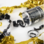 Пневмохлопушка (12/30 см), Звездный фейерверк, Серпантин фольга, Черный/Золото, 1 шт., 823161