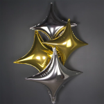 Шар (37''/94 см) Звезда, 4х-конечная, Сириус, Серебро, 1 шт. в уп., 758441