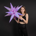 Шар 3D (26''/66 см) Звезда, Составная, Сиреневый, Хамелеон, 1 шт. в уп., 24915