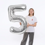 Шар (50''/127 см) Цифра, 5 XXL, Серебро, 1 шт. в уп., 131145